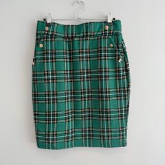 New Emerald Green Plaid Pencil Skirt