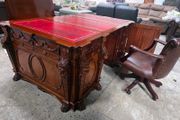 Thomas Chippendale Lions Head Carved Twin Pedestal Partner Desk