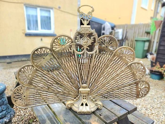1960/70s Brass Peacock Firescreen