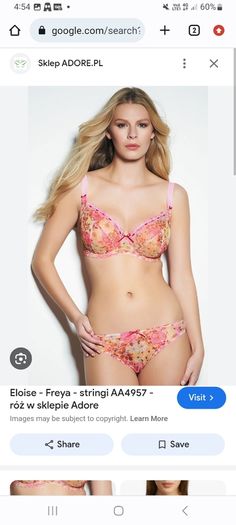 Freya Eloise - Underwire Plunge Bra 28FF and Thong XS - Brand New RRP 55