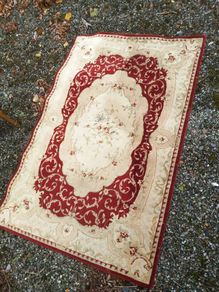 French Abazone Pierpoint Tapestry/Area Rug with Floral Design, 73"W x 108"L
