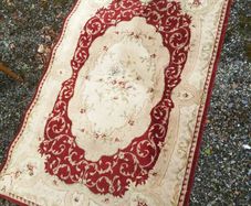French Abazone Pierpoint Tapestry/Area Rug with Floral Design, 73"W x 108"L