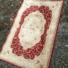 French Abazone Pierpoint Tapestry/Area Rug with Floral Design, 73"W x 108"L