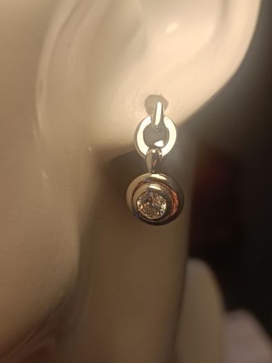 Rhodium Plated Sterling Silver Moissanite Drop Earrings