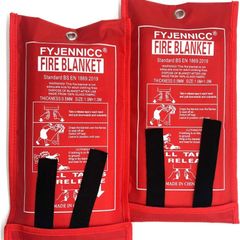 Fiberglass Fire Blanket with Flame retardant cotton tapes, 39.3x39.3 Inches, 2Pack (FREE POSTAGE)