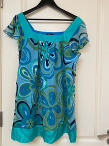 Savida floral print tunic top - blue and green