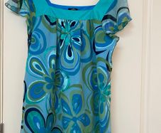 Savida floral print tunic top - blue and green