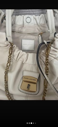 Marc Jacobs Cream Lambskin Leather Bag - The Christina Tote -