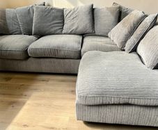 Grey corduroy corner sofa