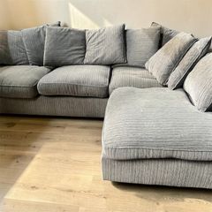 Grey corduroy corner sofa