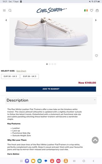 Carl Scarpa - White Leather Trainers - UK 6 - BNWT RRP 149