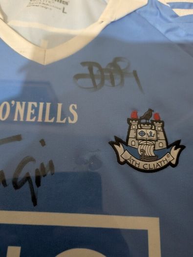 Framed and signed Dublin GAA jersey JIM Galvin and key players