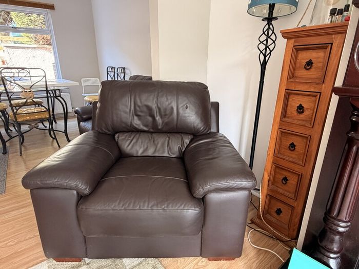 JMK Sofa Co. Dark Brown Leather Armchair