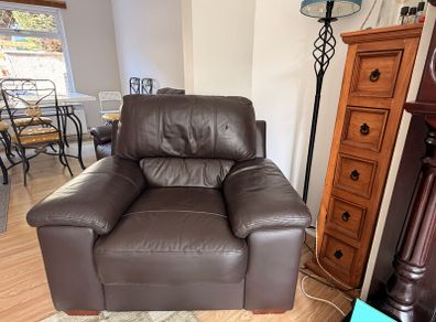 JMK Sofa Co. Dark Brown Leather Armchair