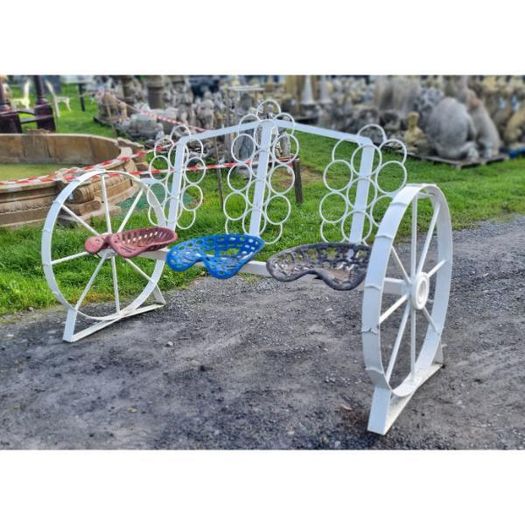 Cart Wheel Bench With tractor Seats KAS1359