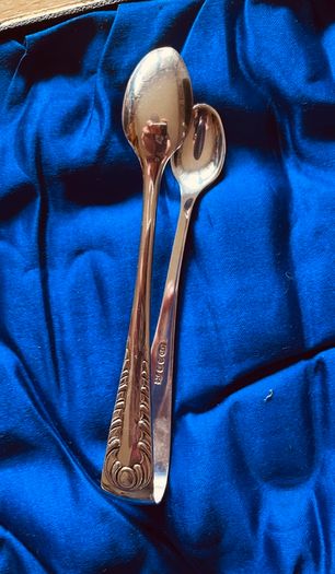 Cased Set Of Antique Teaspoons And Sugar Tongs