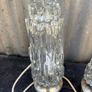 Retro Vintage mid-century 1960s Set of 2 Rocky Ice Glass Dome Table Lamps, Chrome Base, German Mid-Century Image 8