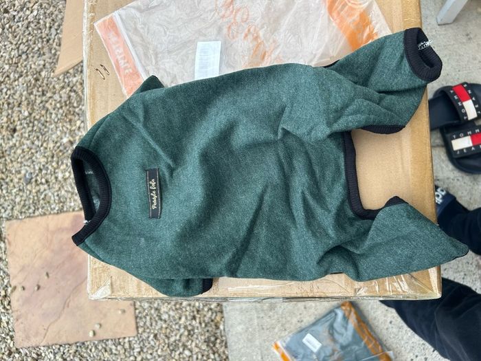 Dog Clothes, Dog Pajamas Soft Four-Legged Jumpsuit French Bulldog Clothes Dog Onesies for Puppy Small Medium Dogs (Blackish green,