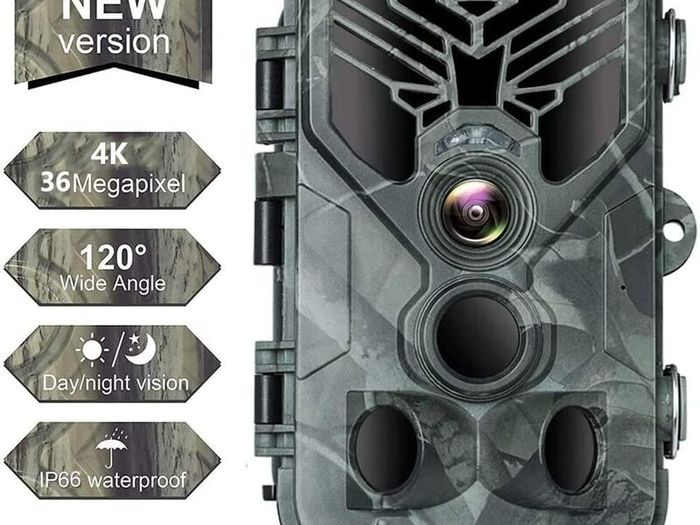 Wildlife Camera 36MP 4K Trail Camera with 940nm Night Vision 0.3s Motion Activated 120 Detecting Range IP66 Waterproof Design for Garden Camera Trap and Outdoor Nature Wildlife Scouting