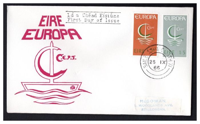 1966 Ireland Europa (CEPT) Commemorative Stamps First Day Cover (FDC)
