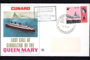 1967 Gibraltar Cover Celebrating Cunard Last Transatlantic Voyage of the Cunard Queen Mary Cover with with Gibraltar Paquebot cancel with separate cancel posted on the High seas