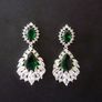 Art Deco Style Emerald Stone Drop Silver Earrings Image 2