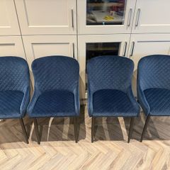 Set of 4 Navy Blue Velvet Dining Chairs