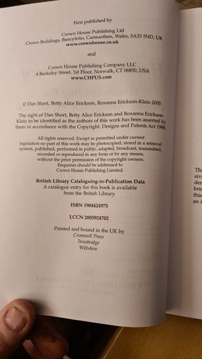 Hope & Resiliency. Understanding The Psychotherapudic Stratagies Of Milton H. Ericsson. Md. Dan Short. Betty  Alice Ericsson. Roxan Ericsson. Hardback With Dustjacket In Very Good Condition.