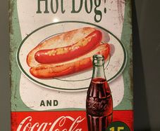 Coca Cola with hot Dog Tin Metal sign
