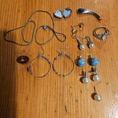 Sterling Silver Heart Locket And Pendnt Plus 8 0ther Items. See Photos.