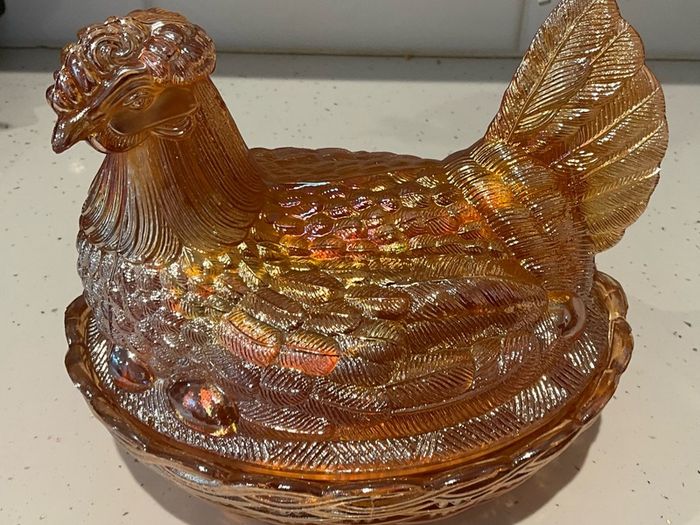 Carnival Glass Egg Holder