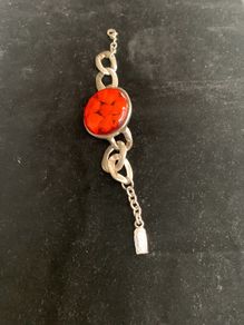 Dominique Denaive silver braclet with orange resin
