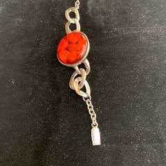 Dominique Denaive silver braclet with orange resin
