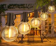 SUMMER SALE Outdoor Indoor String Lights Mains Powered, 120FT G40 LED Festoon Lights Outdoor, IP45 Waterproof Globe Mains Garden Lights with 60+2 Bulbs (FREE SHIPPING)