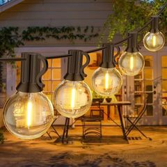 SUMMER SALE Outdoor Indoor String Lights Mains Powered, 120FT G40 LED Festoon Lights Outdoor, IP45 Waterproof Globe Mains Garden Lights with 60+2 Bulbs (FREE SHIPPING)
