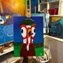 Crazy Farmer Chicken Original Acrylic Painting Image 2
