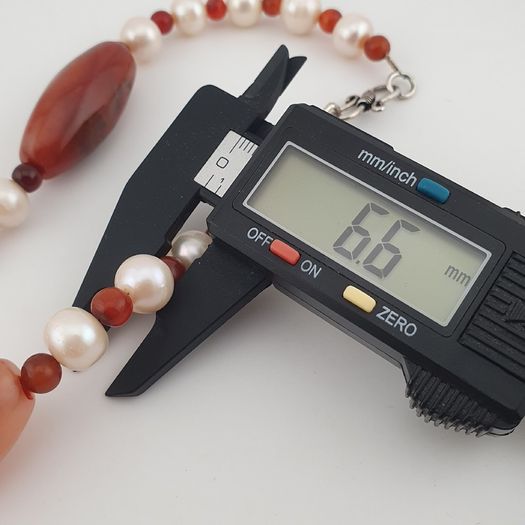 Vintage African Carnelian & Fresh Water Authentic Pearl Necklace