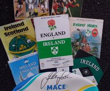 Johnny Sexton Signed Rugby Ball , Former Ireland and Leinster , Rugby Union Player and Coach , with Some Programmes and Books