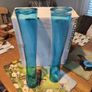 Pair of mid century blue glass vases, Art Glass Soda Bubbles Glass Vase Turquoise Drunken Glass Vase, bubbles trapped in the glass Image 10