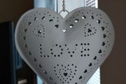 Antique Cream LOVE theme Metal Hanging T-Light Holder