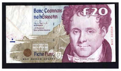 1993 Ireland IR20 Daniel O Connell Banknote Series C. Note issued 13/12/93. Serial number KGI326113