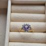 Ring 9k 375 Gold heart/shaped  with purple amethyst and CZ stones  size L Image 2