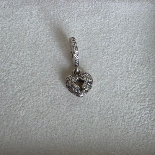 Pandora locket angel wings,with enamel dangle charm very good condition