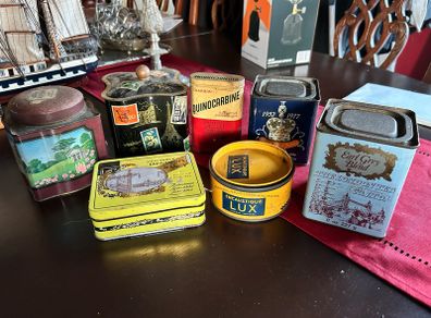 Collection of old vintage tins