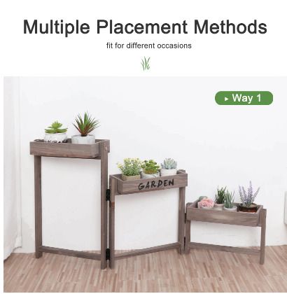 BRAND NEW 3 Tier Wooden Garden Plant Stand Vintage Folding Display Shelf for Indoor Outdoor Yard