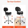 450LBS Saddle Stool with Back Support Rolling Adjustable PU Leather Salon Chair Image 6