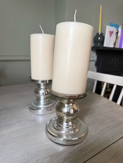 2 x pillar candle holders