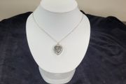Sterling Silver Heart Locket Necklace Engraved Floral Design