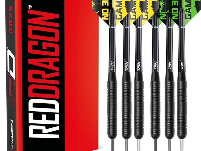 FREE P&P Steel Darts Set, Professional 23g Darts Tip with Non-Slip Stainless Steel Shaft, Poly Flights, PVC Shafts, Dart Sharpener, Rubber Rings, Flight Protecter, with Gift Box