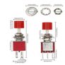 PS-202 Mini 6MM 6Pin DPDT Momentary Push Button Switch With Red Cap Image 3